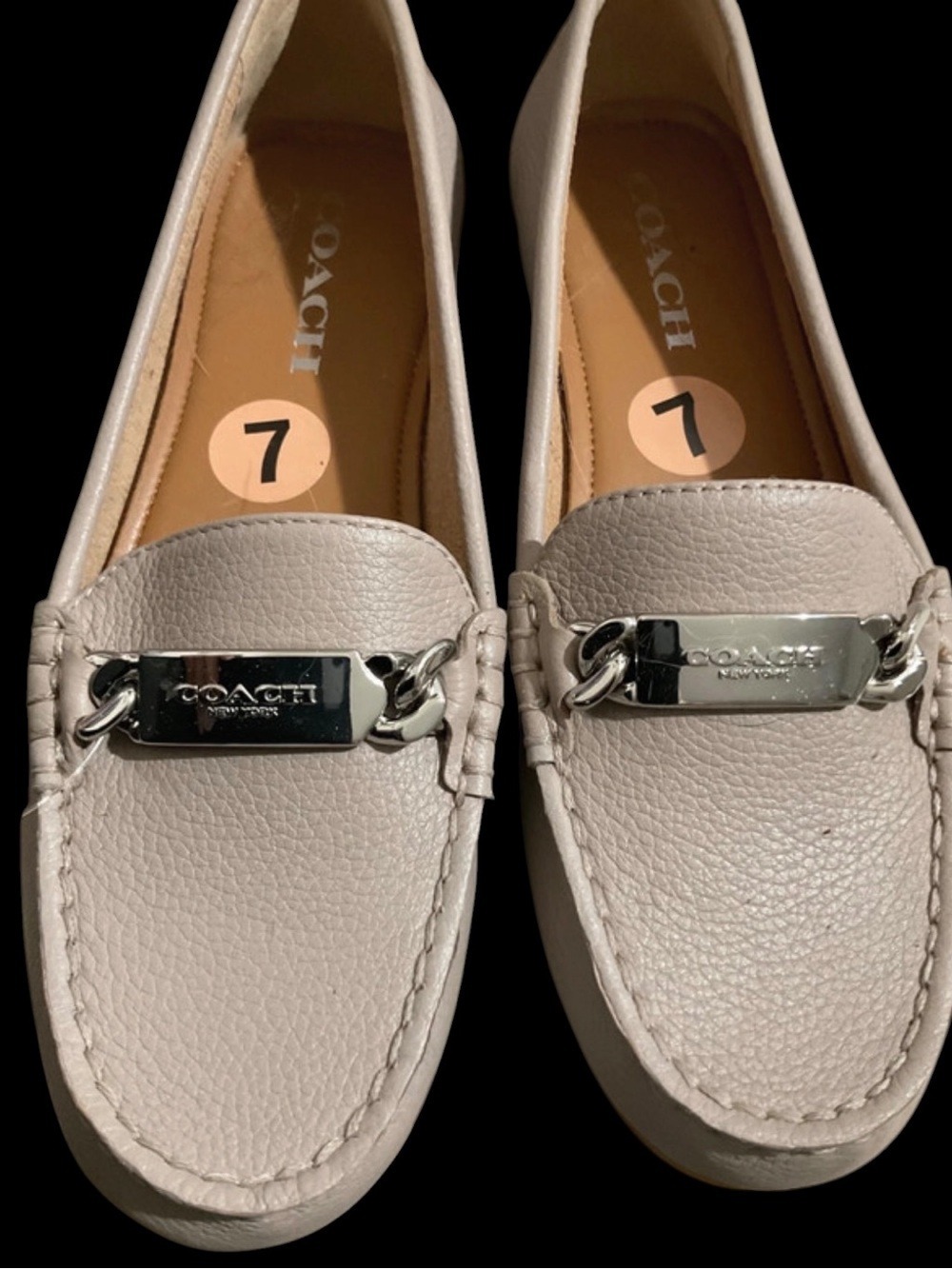 Coach Women's Light Taupe Leather Moccasin Loafers with Metal Bit NWT - Picture 3 of 6